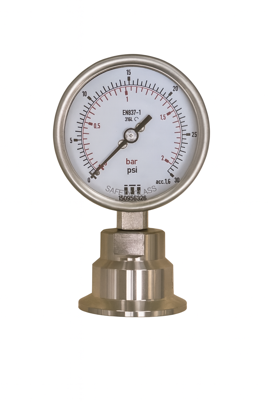 63mm Stainless Steel Flush Diaphragm Seal Pressure Gauge, Hygienic Tri-Clamp