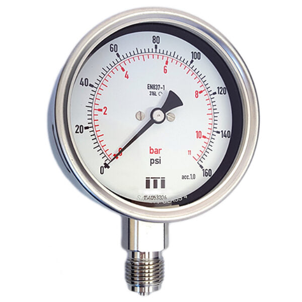 100mm (4 inch) Glycerine Filled SS Pressure Gauge (Calibration Certificate Included)