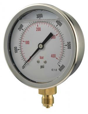 100mm Glycerine Filled Pressure Gauge (Calibration Certificate Included)