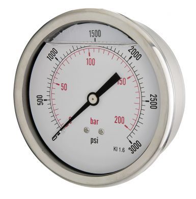 100mm Glycerine Filled Vacuum Compound Gauge (Back Entry)