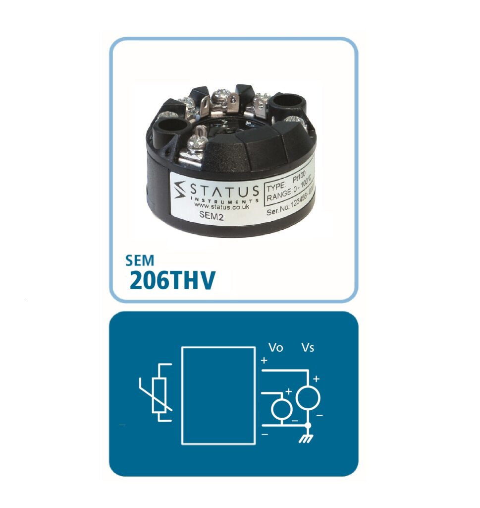 SEM206/TH/V Programmable Pt1000 & Thermistor In Head Transmitter (0-10V)