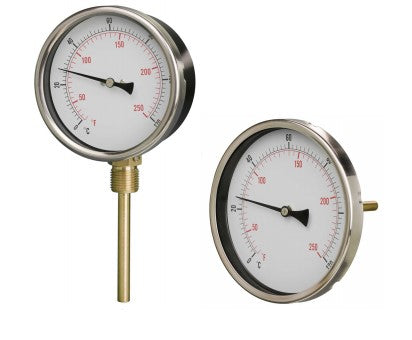 Bi-metal 100mm Dial Thermometer With Pocket