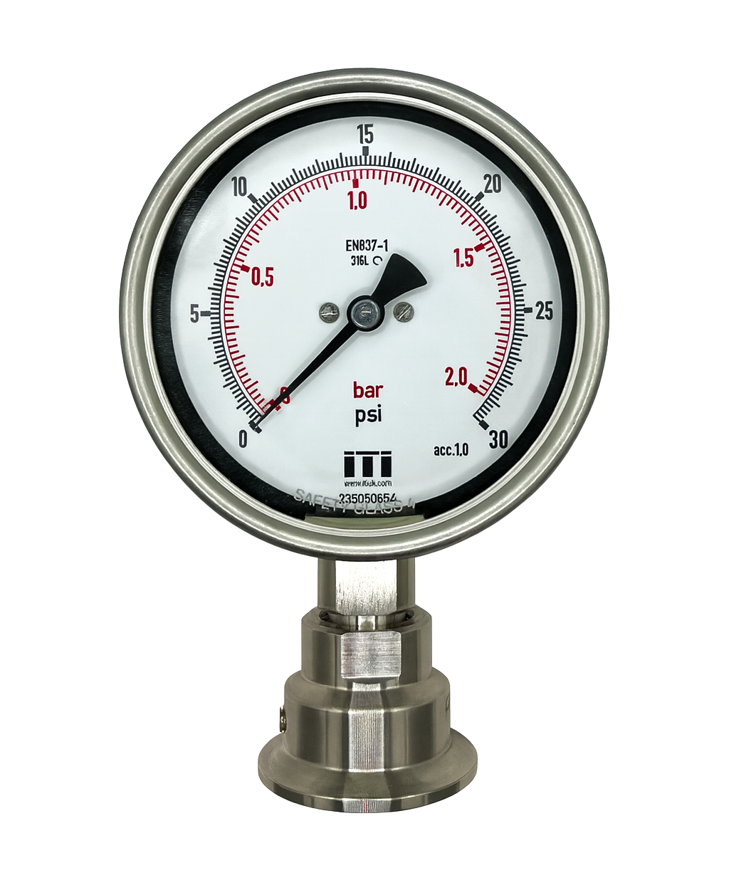 100mm Stainless Steel Flush Diaphragm Seal Pressure Gauge, Hygienic Tri-Clamp