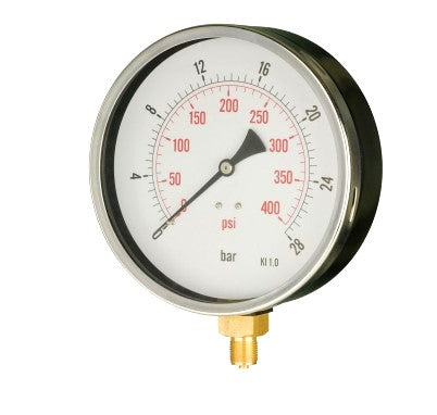 160mm Pressure Gauge (Black Steel Case)