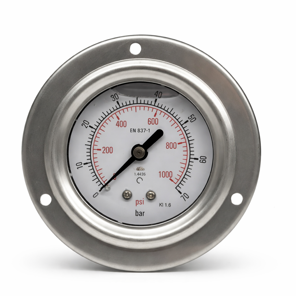Panel Mount Pressure Gauge 63mm filled