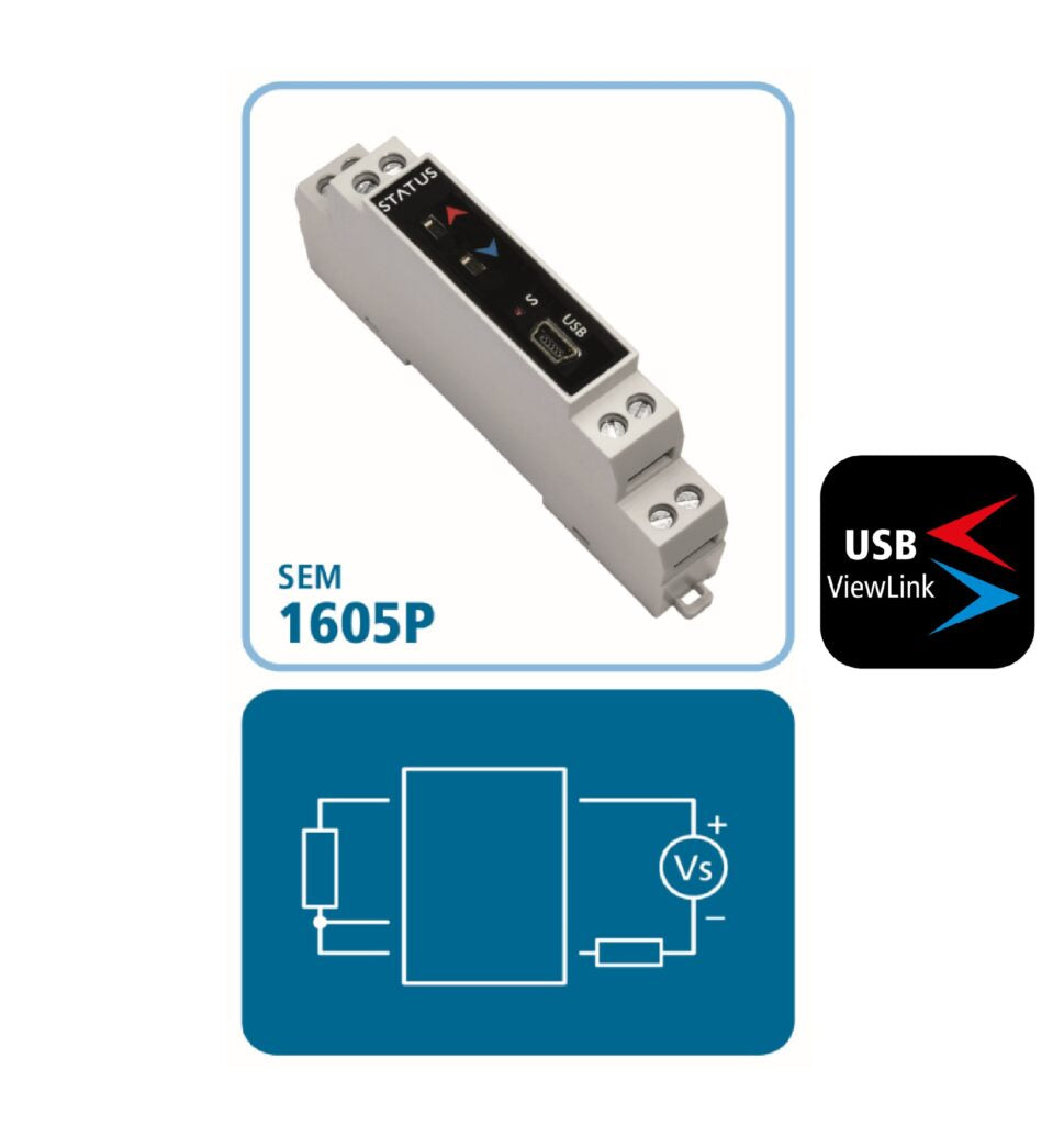 SEM1605P Din Rail Temperature Transmitter Pt100 Input, mA Output